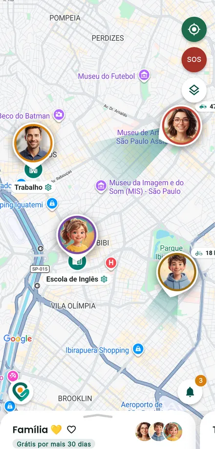 Gotyu home screen with the map and the people of the circle